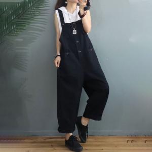 Solid Colors Korean Baggy Overalls Cotton Bib Overalls