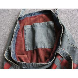 Letter Printed Denim Tote Bag Korean Vintage Shoulder Bag