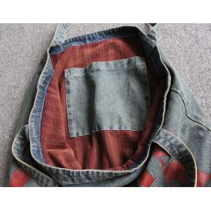 Letter Printed Denim Tote Bag Korean Vintage Shoulder Bag