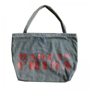 Letter Printed Denim Tote Bag Korean Vintage Shoulder Bag