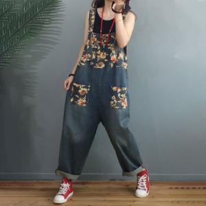 Casual Style Printed Dungarees Relax-Fit Gardening Clothes