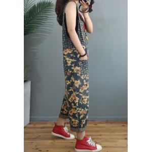 Casual Style Printed Dungarees Relax-Fit Gardening Clothes