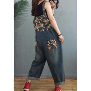 Casual Style Printed Dungarees Relax-Fit Gardening Clothes