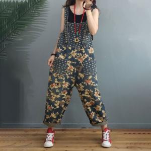 Casual Style Printed Dungarees Relax-Fit Gardening Clothes