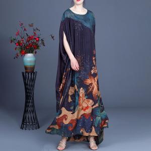 Flowers and Butterfly Vintage Cocoon Dress Over50 Modest Outfits