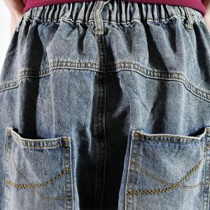 Elastic Buttoms Baggy Dad Jeans Balloon Legs Korean Jeans
