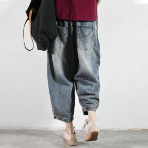 Elastic Buttoms Baggy Dad Jeans Balloon Legs Korean Jeans