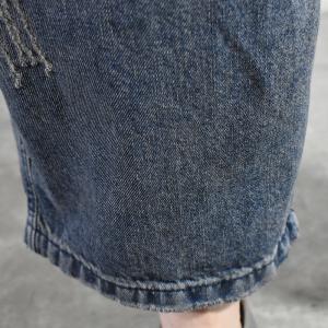 Flapn Pockets Denim Pull-On Pants Ripped Stone Wash Jeans