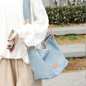 Japanese Style Pastel Colored Handbag Cotton Canvas Messenger Bag