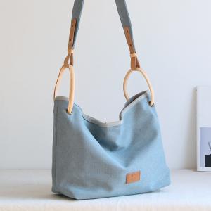 Japanese Style Pastel Colored Handbag Cotton Canvas Messenger Bag