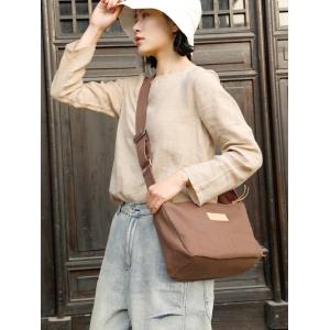 Solid Colors Jute Canvas Shoulder Bag Womens Messenger Bag