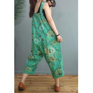 Tropical Printing Summer Overalls Loose-Fit Jean Gardening Clothes