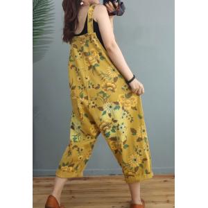 Tropical Printing Summer Overalls Loose-Fit Jean Gardening Clothes