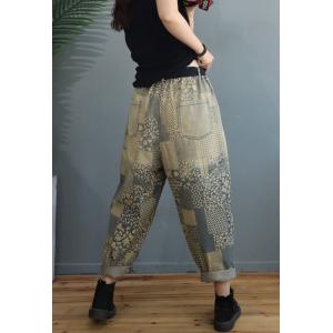 Relax-Fit Baggy Dad Jeans Folk Prints Light Wash Jeans for Women