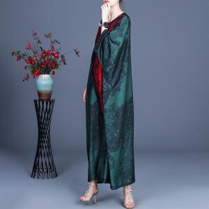 Red Printed Plus Size Caftan Blackish Green Silk Church Dress