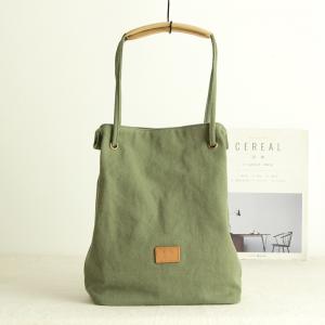 Leather Straps Canvas Bag Plain Purse Handbag