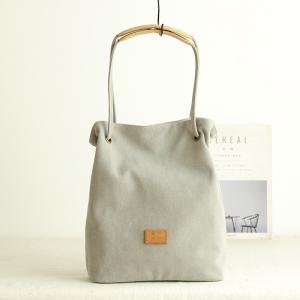 Leather Straps Canvas Bag Plain Purse Handbag