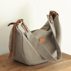 Japanese Style Striped Hobo Bag Cotton Shoulder Dumpling Bag