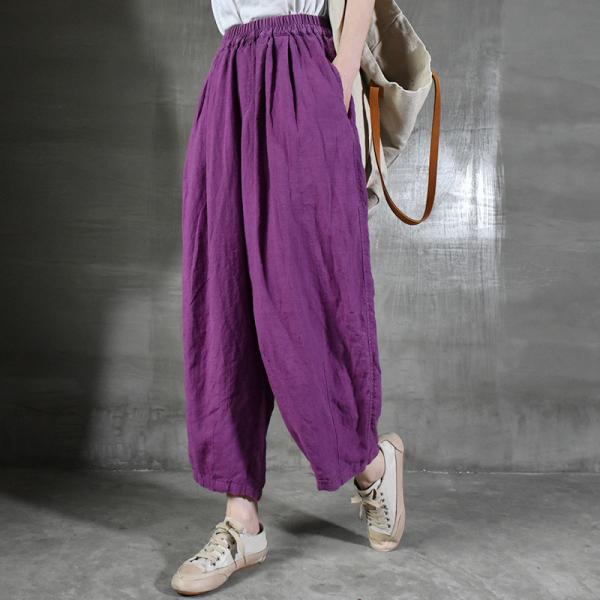 Summer Casual Linen Ankle Pants Comfy Fluffy Flax Clothing