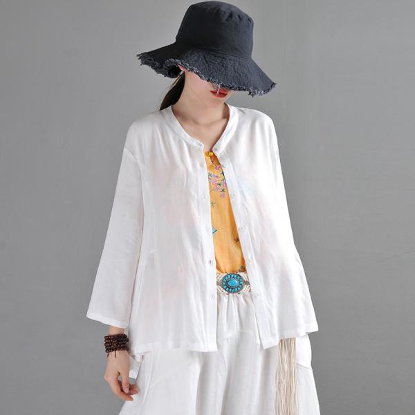 Neutral Colors Linen Blend Comfy Jacket Spring Ruffled Jacket