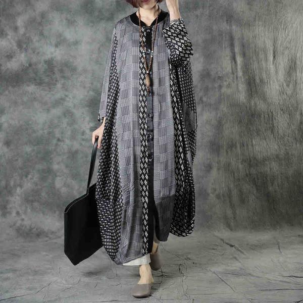 Church Fashion Black Checkered Dress Plus Size Cocoon Caftan