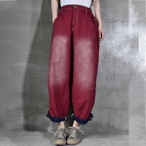 Pop Colored Wide Leg Jeans Womens Stone Wash Jeans