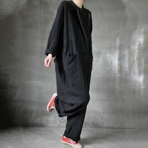 Loose Fit Linen Jumpsuits Summer Long Plus Size Rompers