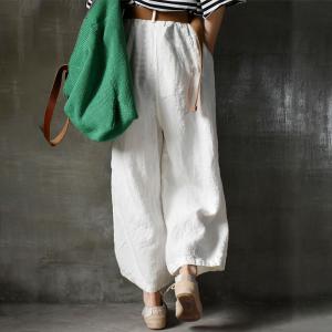 Solid Colors Linen Palazzos High Rise Beach Wide Leg Pants