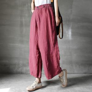 Solid Colors Linen Palazzos High Rise Beach Wide Leg Pants