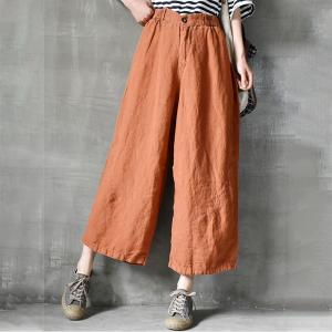 Solid Colors Linen Palazzos High Rise Beach Wide Leg Pants