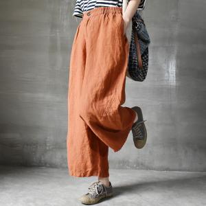 Solid Colors Linen Palazzos High Rise Beach Wide Leg Pants