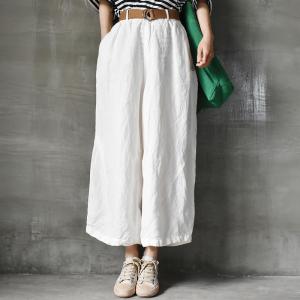 Solid Colors Linen Palazzos High Rise Beach Wide Leg Pants