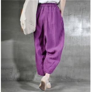 Summer Casual Linen Ankle Pants Comfy Fluffy Flax Clothing