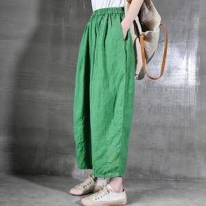 Summer Casual Linen Ankle Pants Comfy Fluffy Flax Clothing