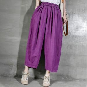Summer Casual Linen Ankle Pants Comfy Fluffy Flax Clothing