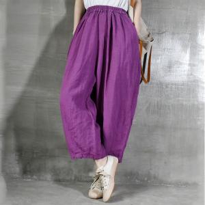 Summer Casual Linen Ankle Pants Comfy Fluffy Flax Clothing