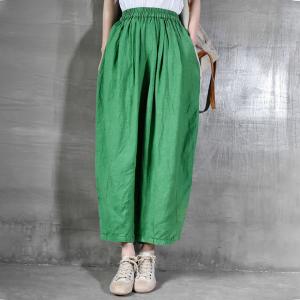 Summer Casual Linen Ankle Pants Comfy Fluffy Flax Clothing