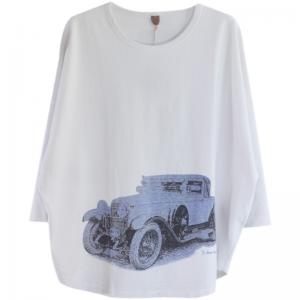 Car Prints Comfy Plus Size Tee Casual Summer White T Shirt