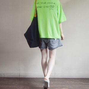 Lovely Characters Short Sleeve T-shirt Cotton Oversized Tee for Women