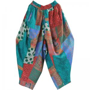 Colorful Dotted Ramie Elephant Pants Customized Patterned Harem Pants