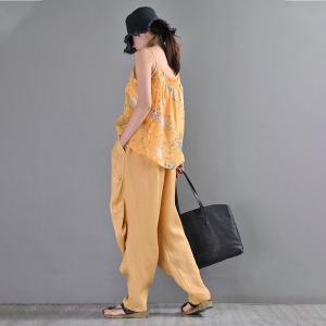 Summer Loose Yellow Pants Womens Designer Yellow Pants