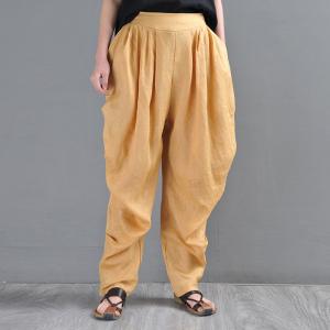 Summer Loose Yellow Pants Womens Designer Yellow Pants