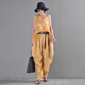 Summer Loose Yellow Pants Womens Designer Yellow Pants