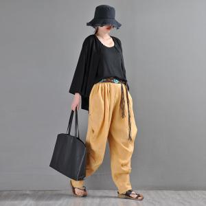 Summer Loose Yellow Pants Womens Designer Yellow Pants