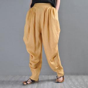 Summer Loose Yellow Pants Womens Designer Yellow Pants