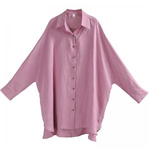 BF Style Oversized Linen Shirt Womens Pink Tunic Shirt