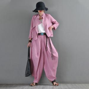 Casual Chic Linen Short Jacket Wide Lapel Designer Outerwear