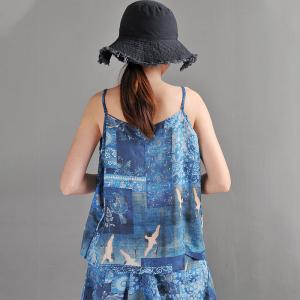 Printed Ramie Cami Top Summer Beach Ethnic Tank