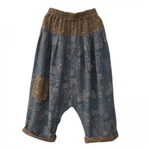 Folk Style Cotton Linen Thai Fisherman Pants Patterned Baggy Harem Pants