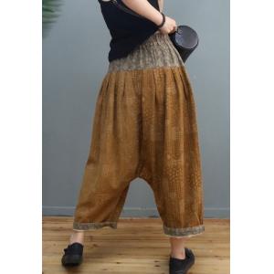 Folk Style Cotton Linen Thai Fisherman Pants Patterned Baggy Harem Pants